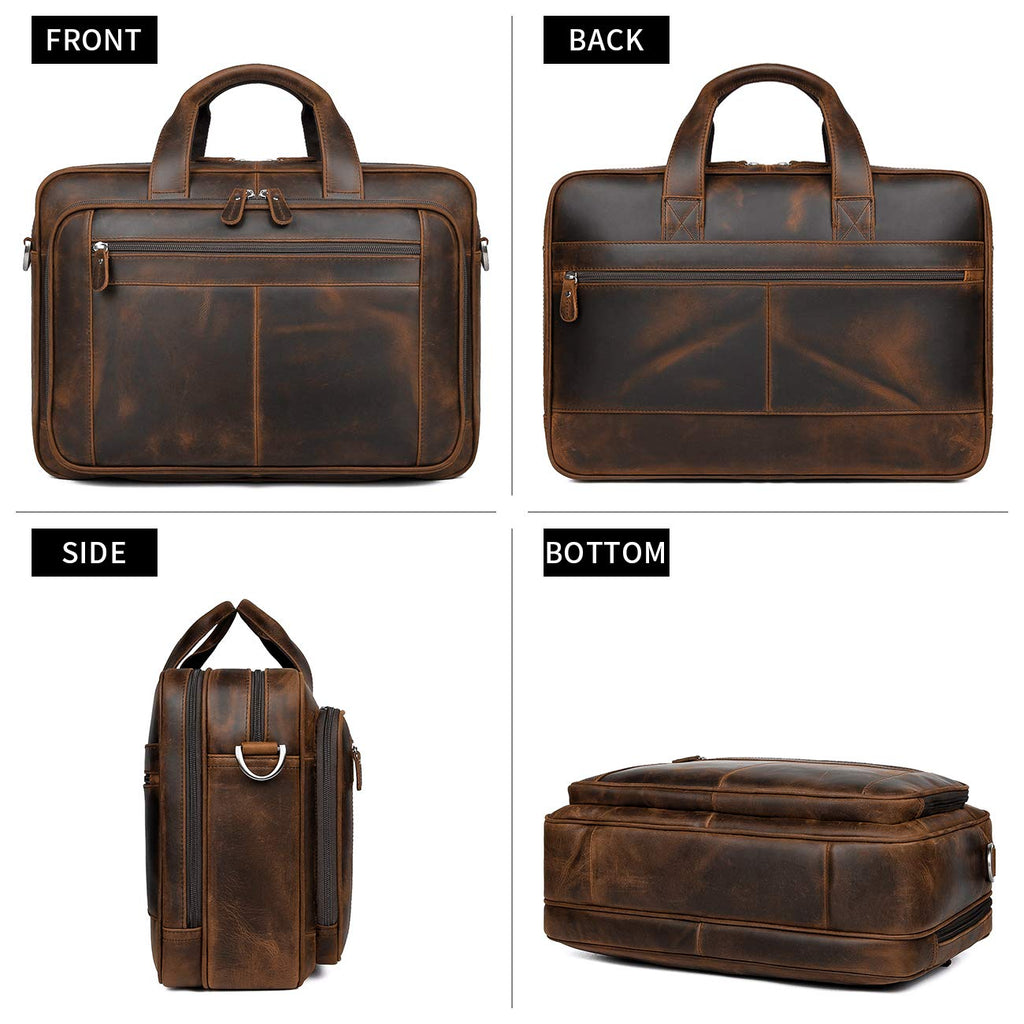 Leather 16" Laptop Briefcase with Luggage Strap Z557385