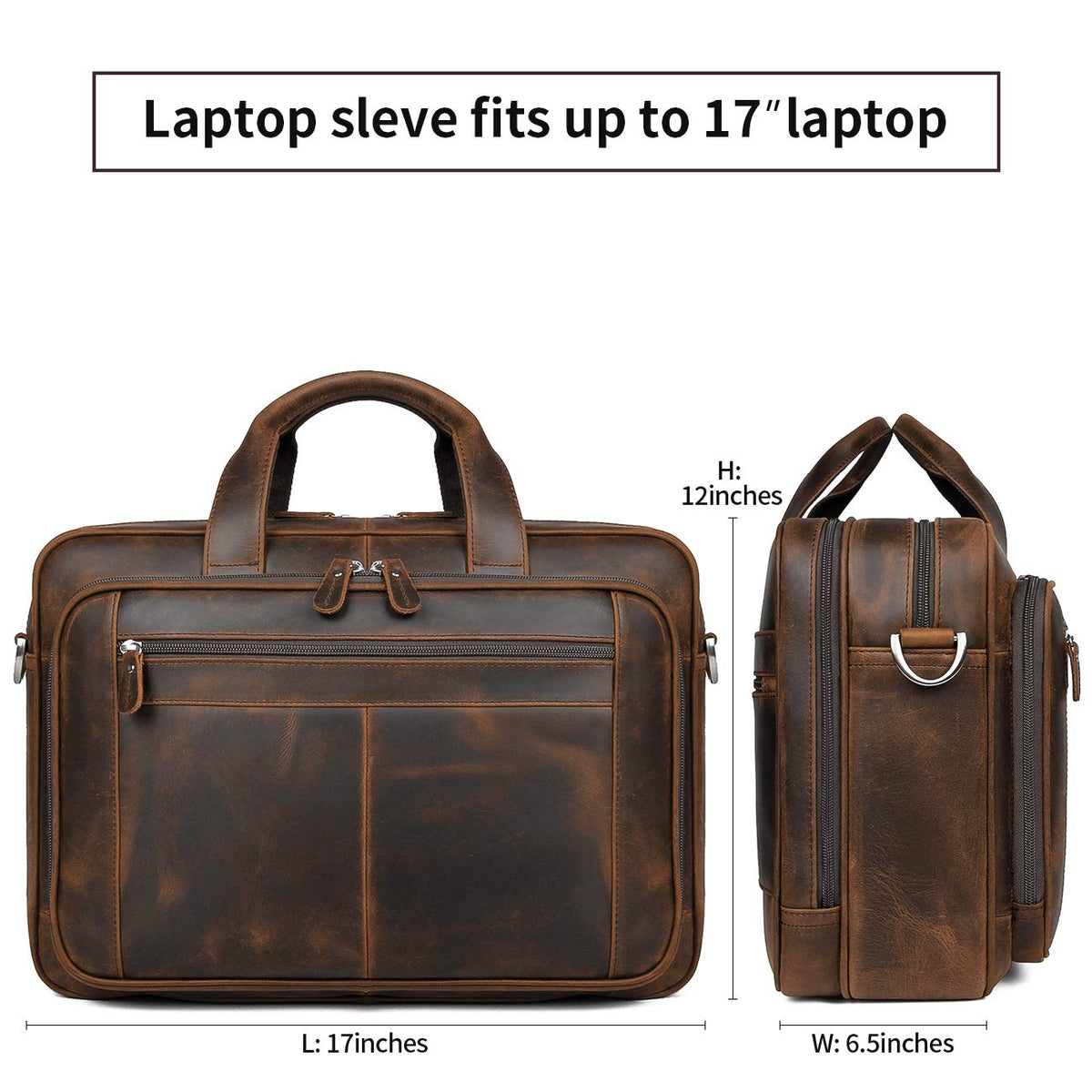 Leather 16" Laptop Briefcase with Luggage Strap Z557385