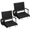 2 Packs Foldable Stadium Seats with Adjustable Backrest and Cup Holders Black H81177