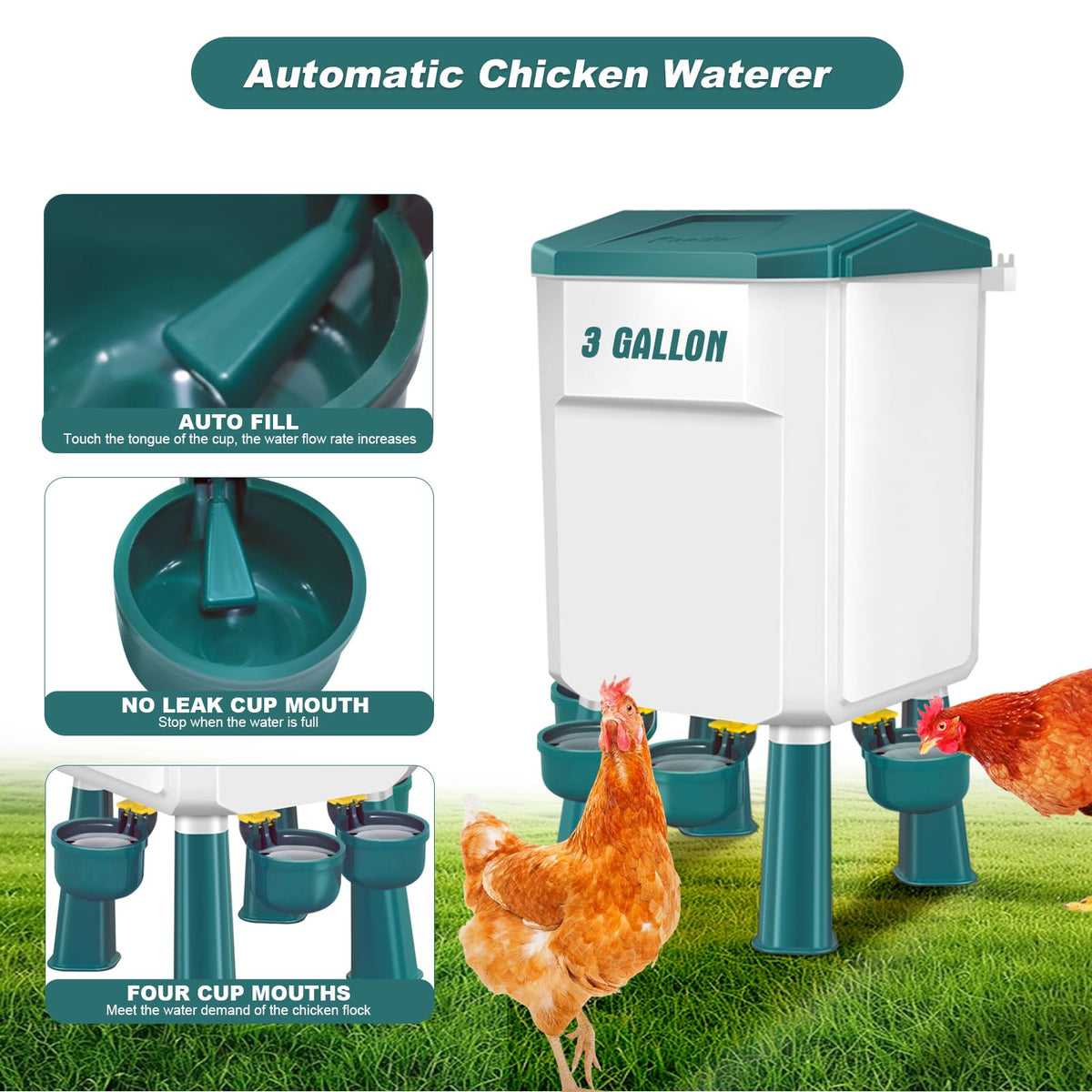 Chicken Feeder and Waterer Set 3 Gallon N8897
