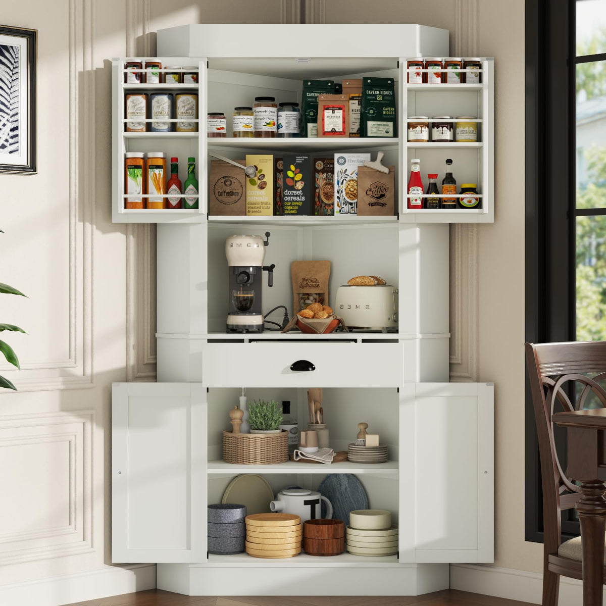 74" Corner Cabinet with Charging Station Y5609