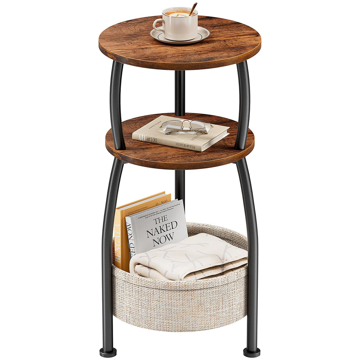 Round Side Table with Storage Basket M987
