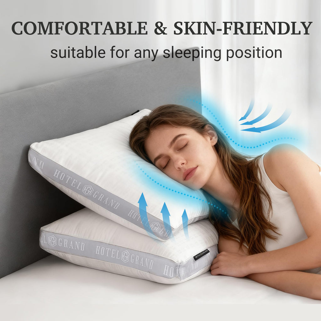 King Size Set of 2 Medium Soft Bed Pillows G844588