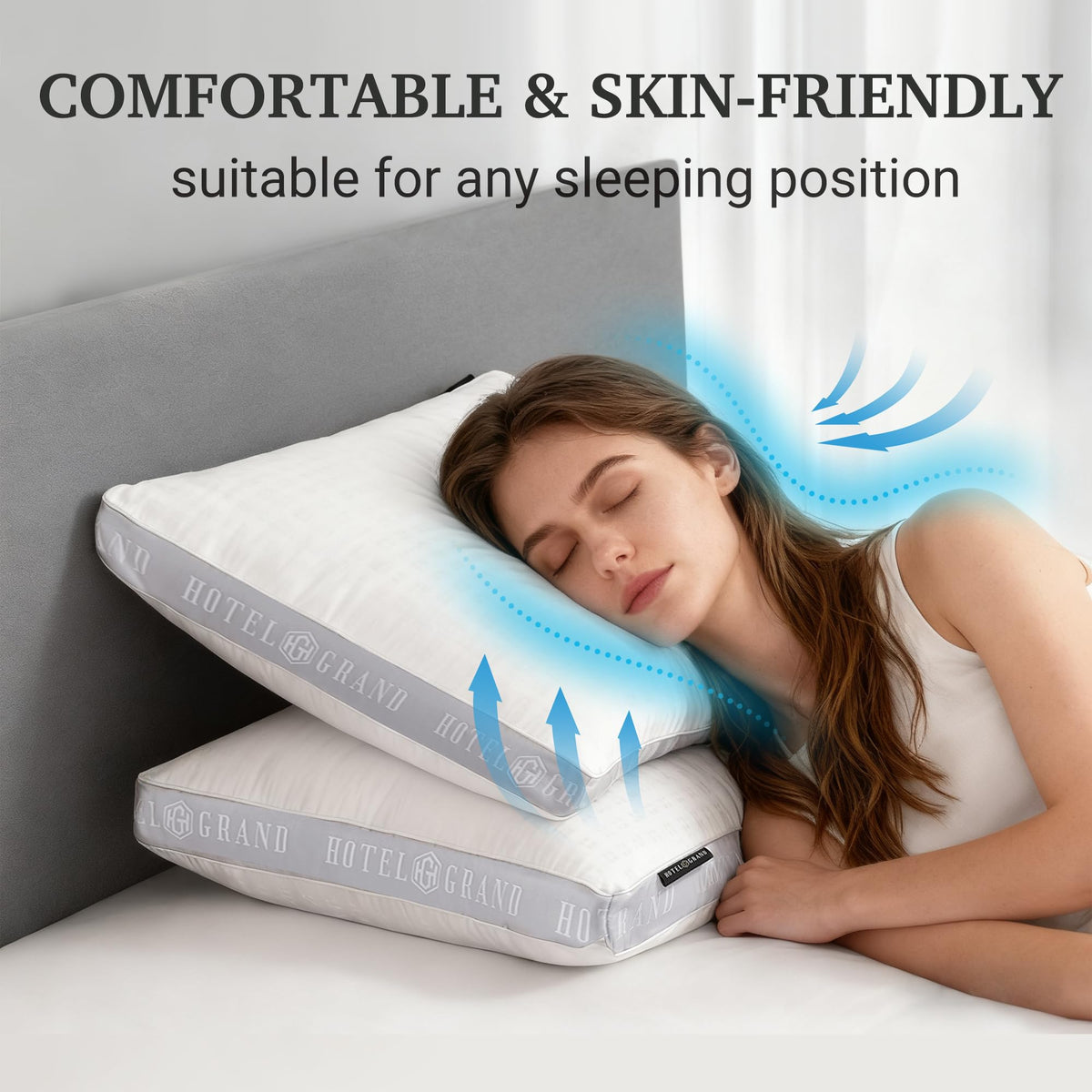 King Size Set of 2 Medium Soft Bed Pillows G844588