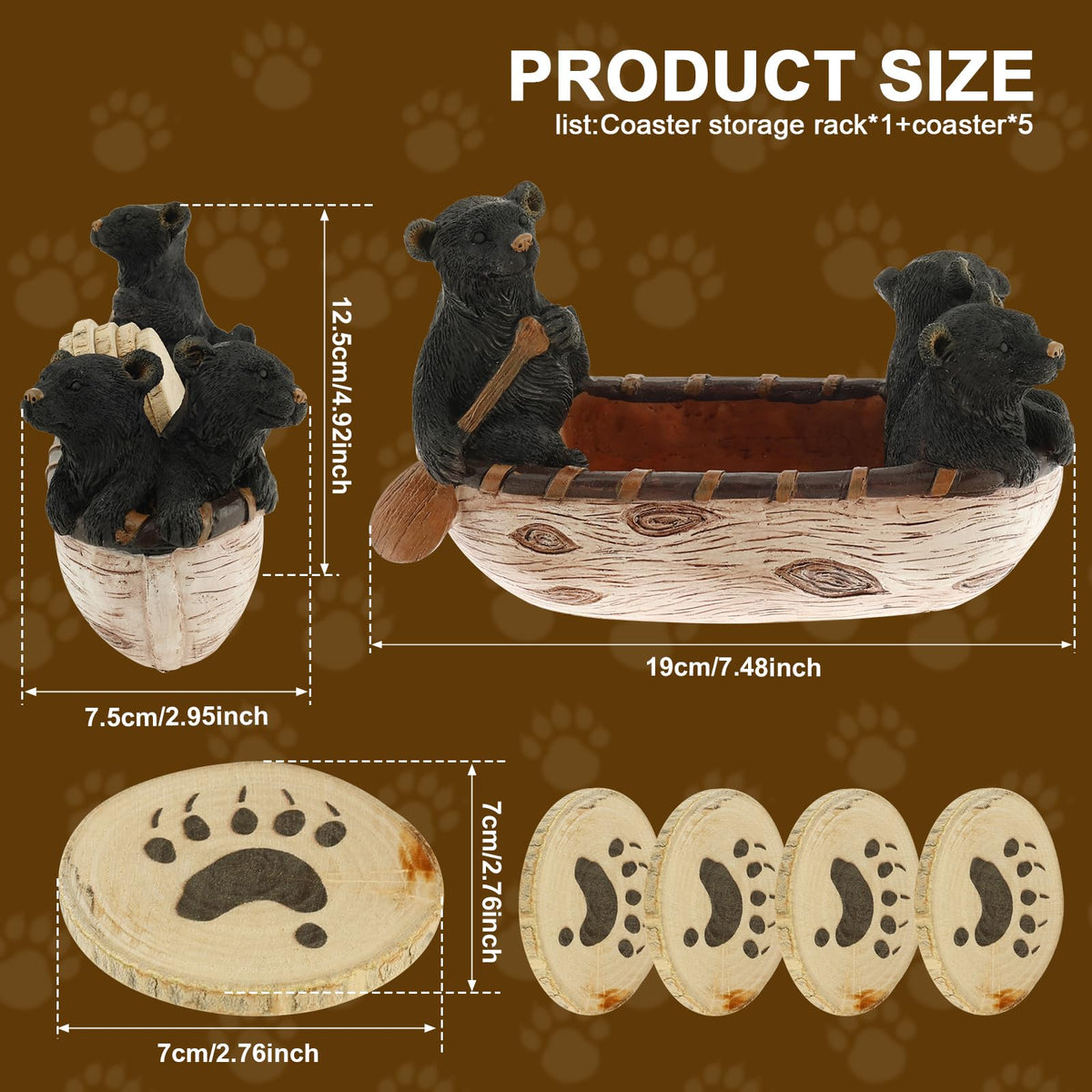 Black Bear Coasters Set of 5 I384242