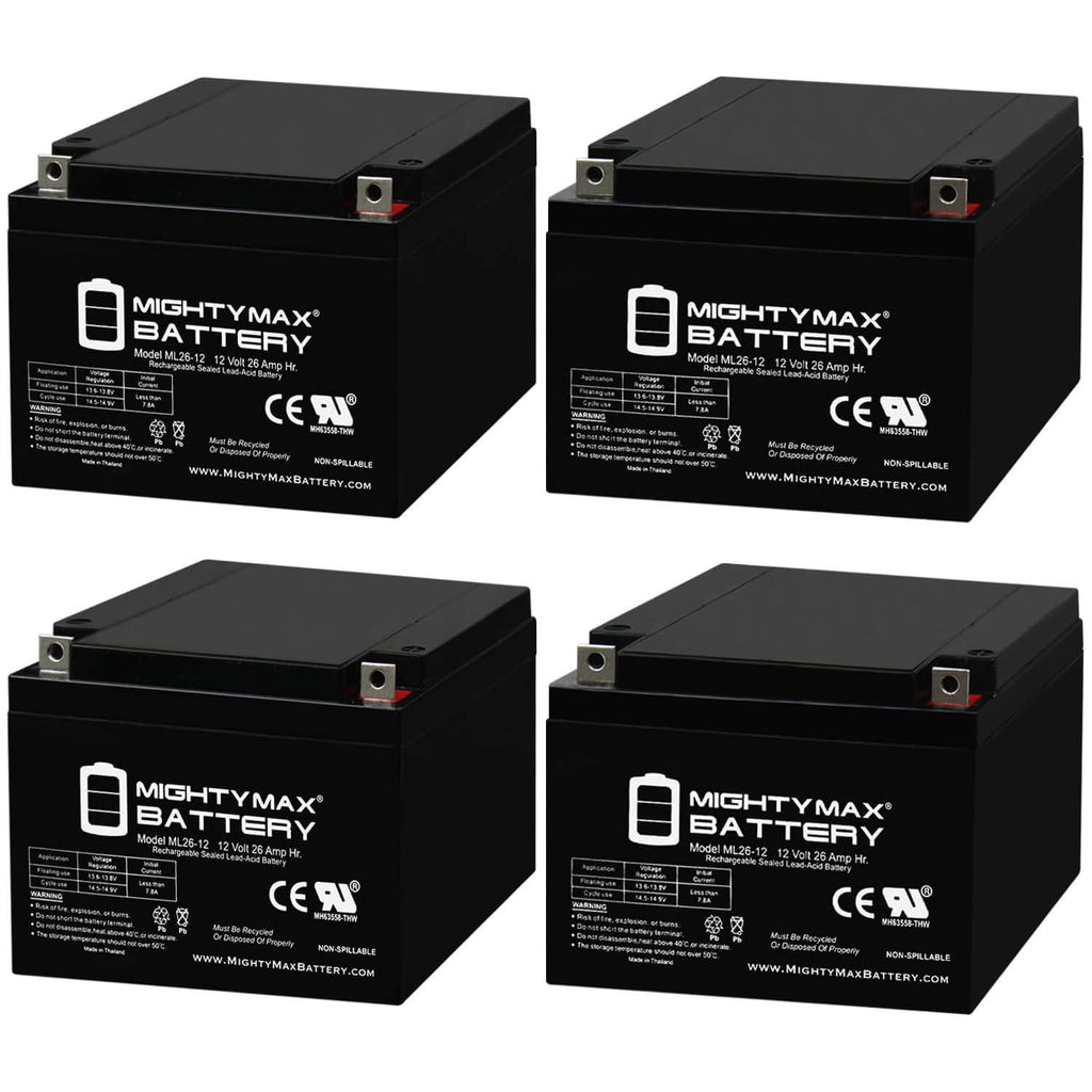 12V 26AH Sealed Lead Acid Battery 4 Pack V5929