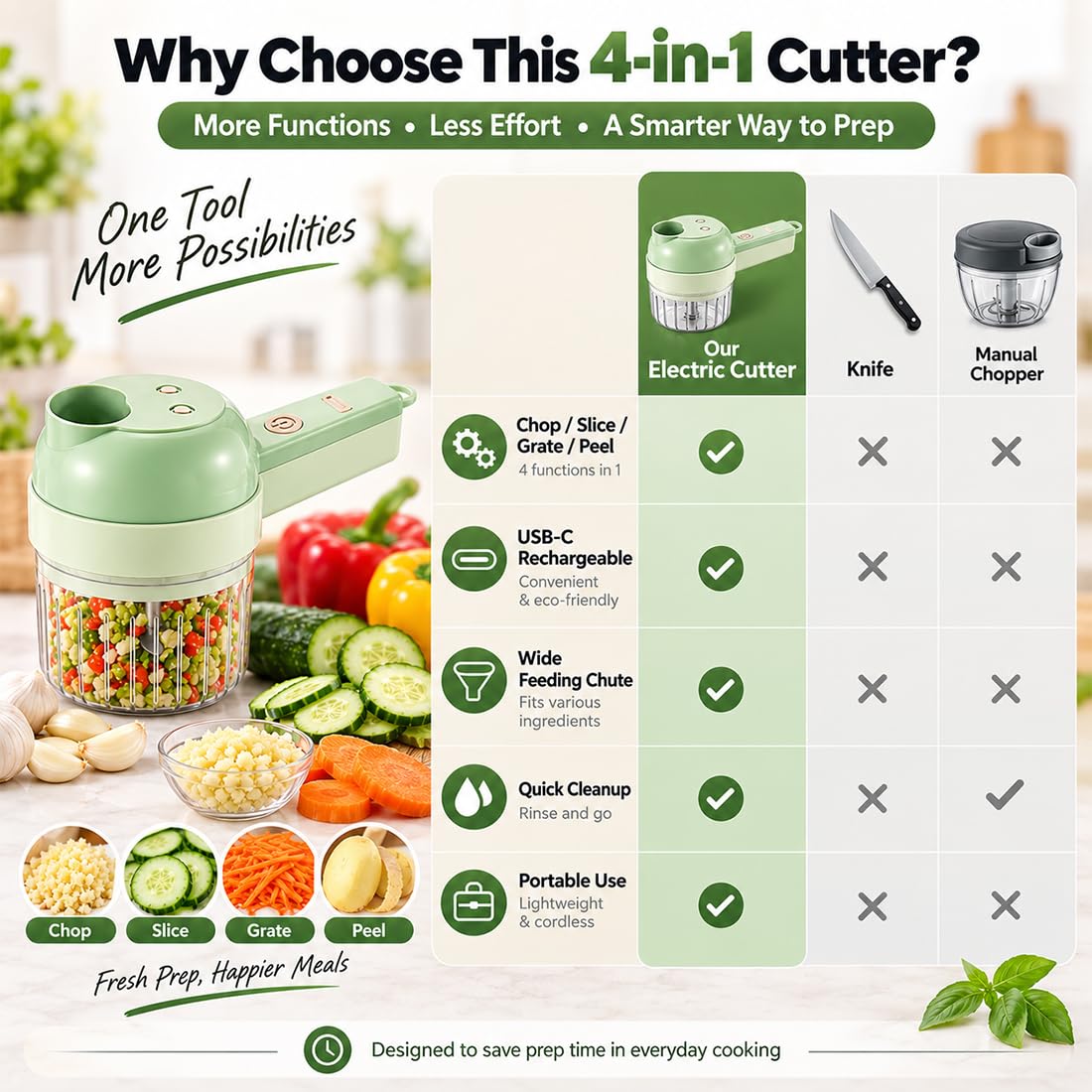 4 in 1 Wireless Electric Vegetable Chopper O55725