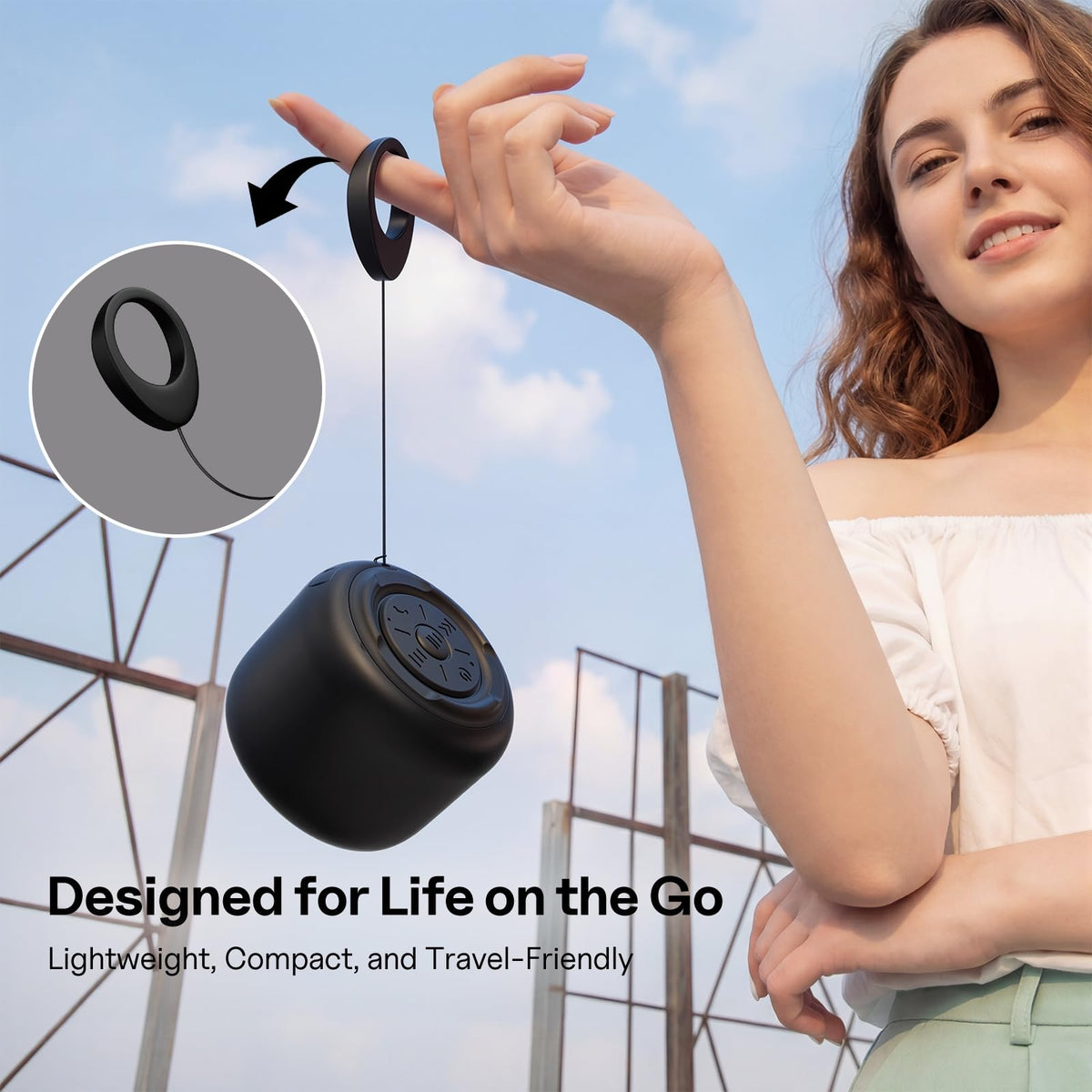 Portable Bluetooth Speakers with Strap Black U79446