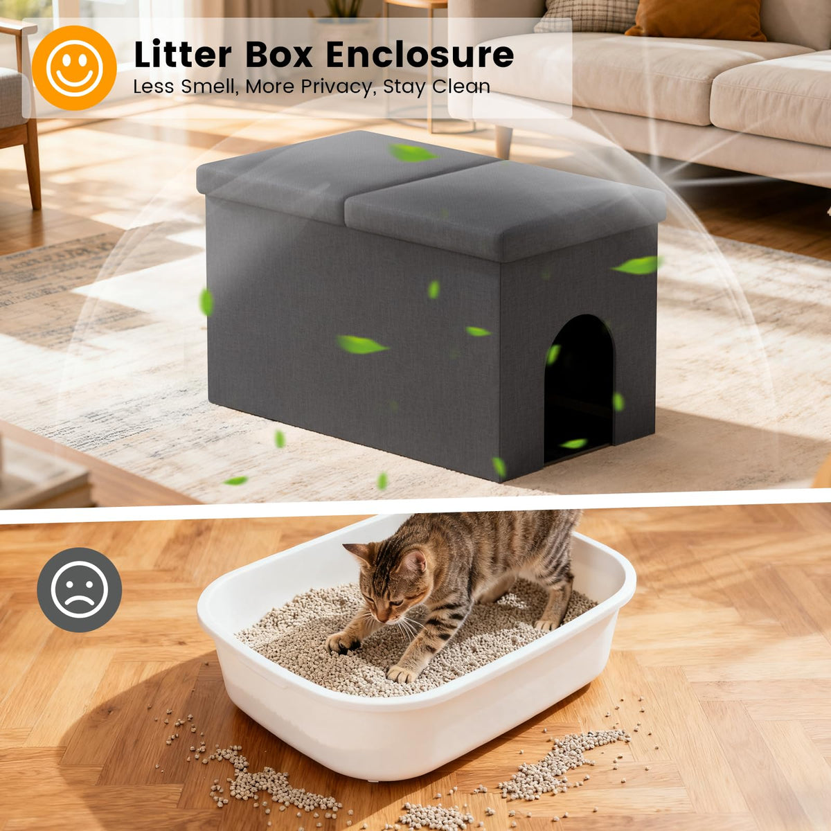 Dark Grey Cat Litter Box Enclosure I421039