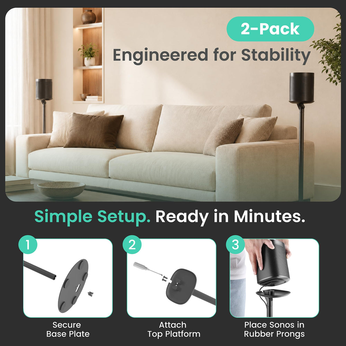 Black 2 Pack Speaker Stands P775