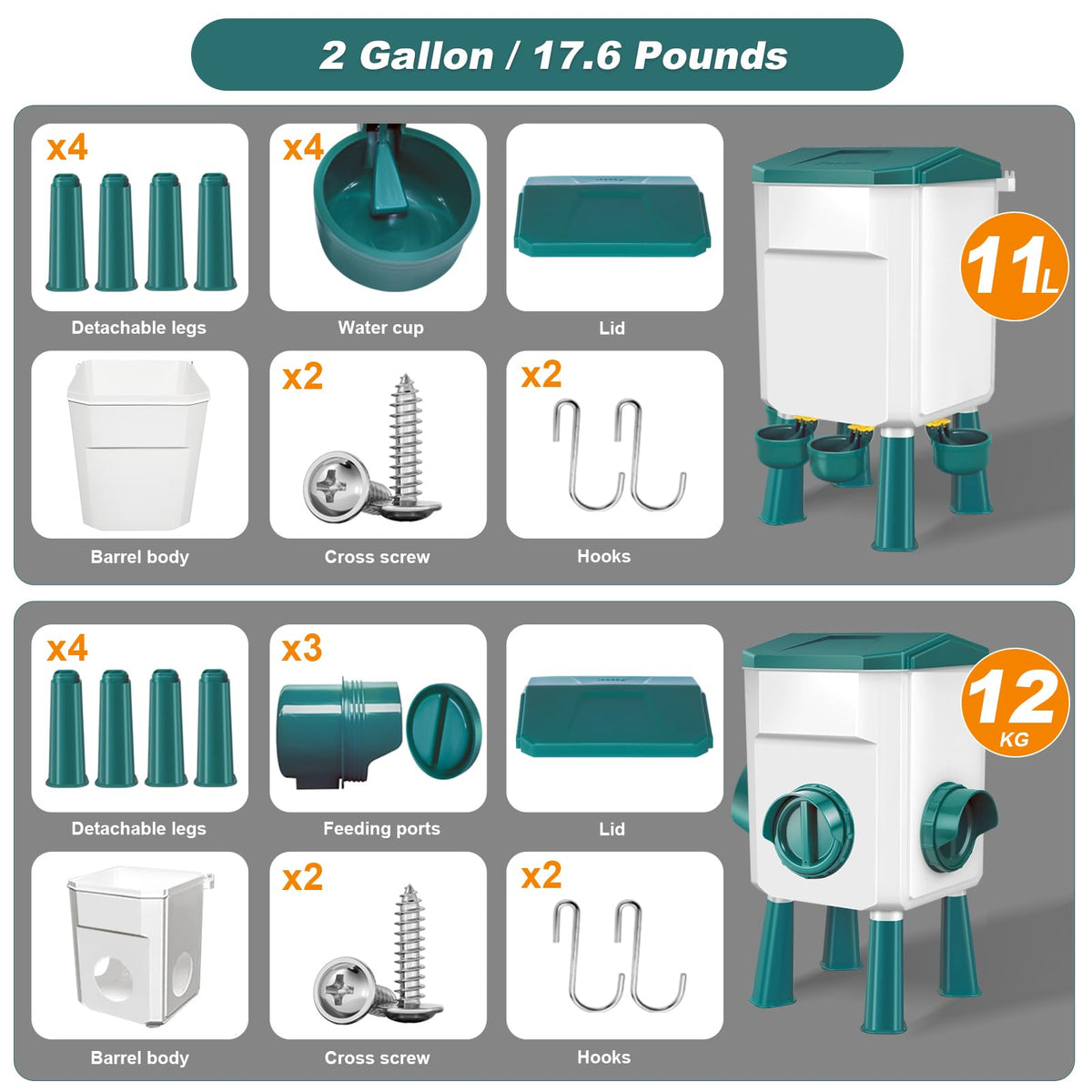 Chicken Feeder and Waterer Set 3 Gallon N8897