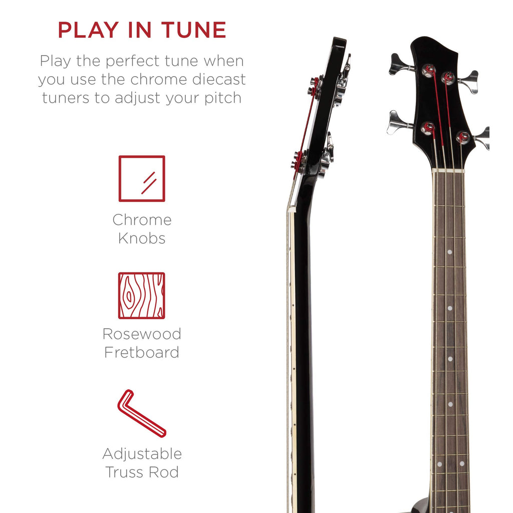 Full Size 4 String Black Acoustic Electric Bass Guitar B136