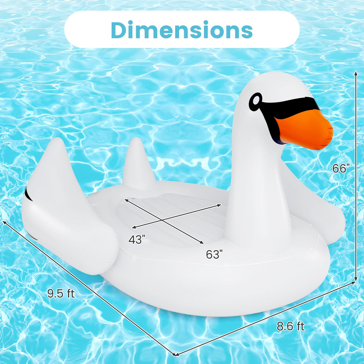 Giant Inflatable Swan Pool Float with 4 Cup Holders L287568