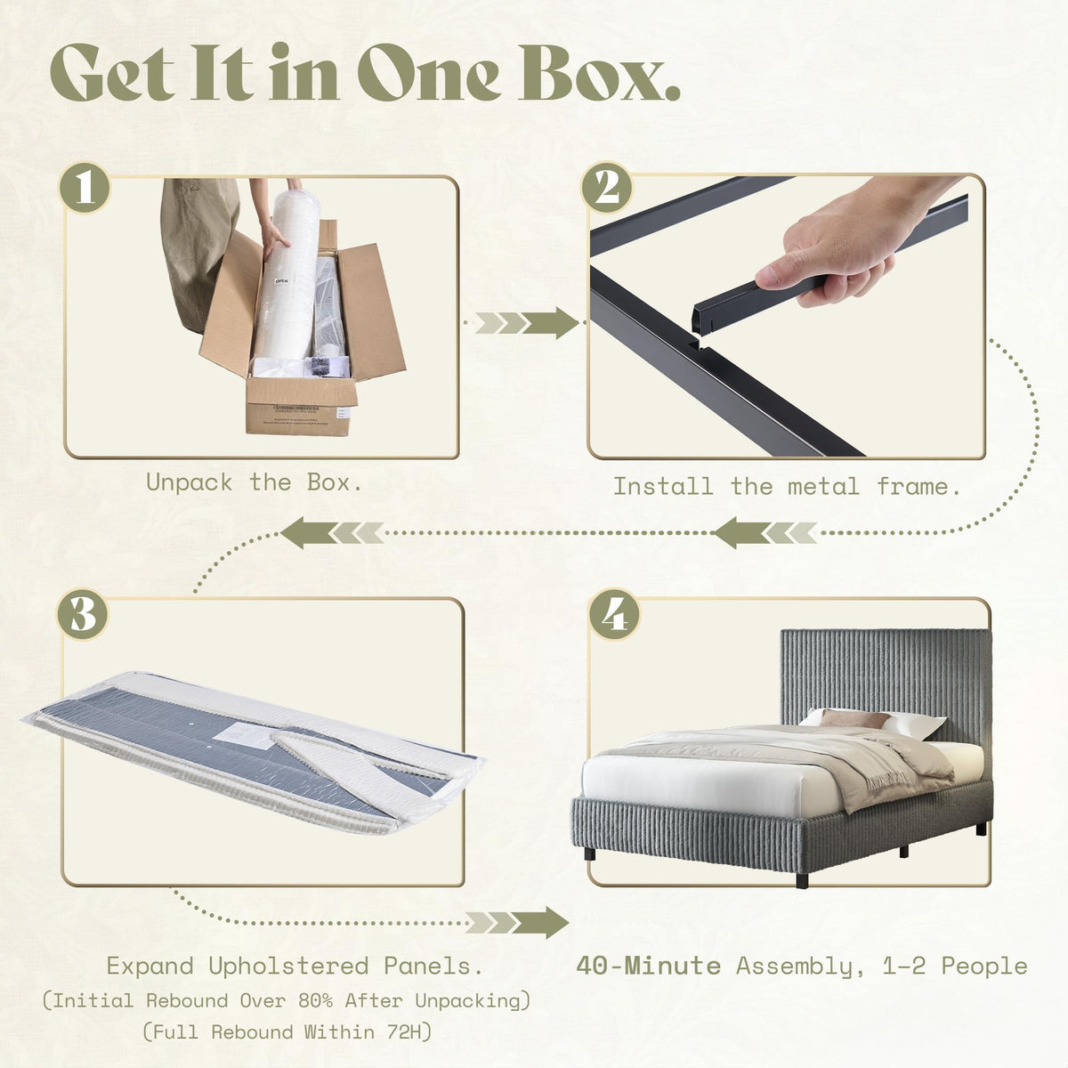 Upholstered Bed Frame with Headboard O41699