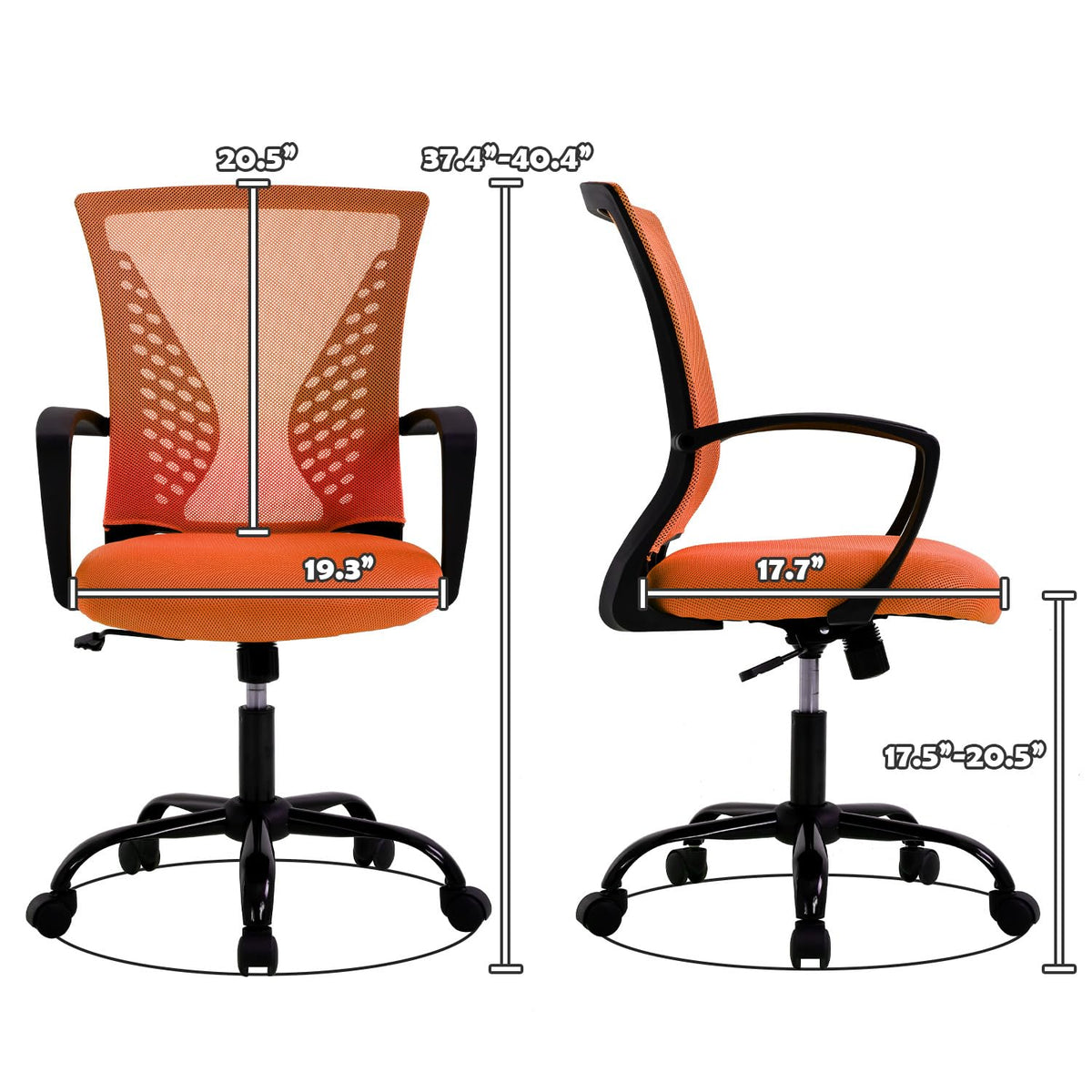 Orange Adjustable Mesh Ergonomic Office Chair with Lumbar Support L34730