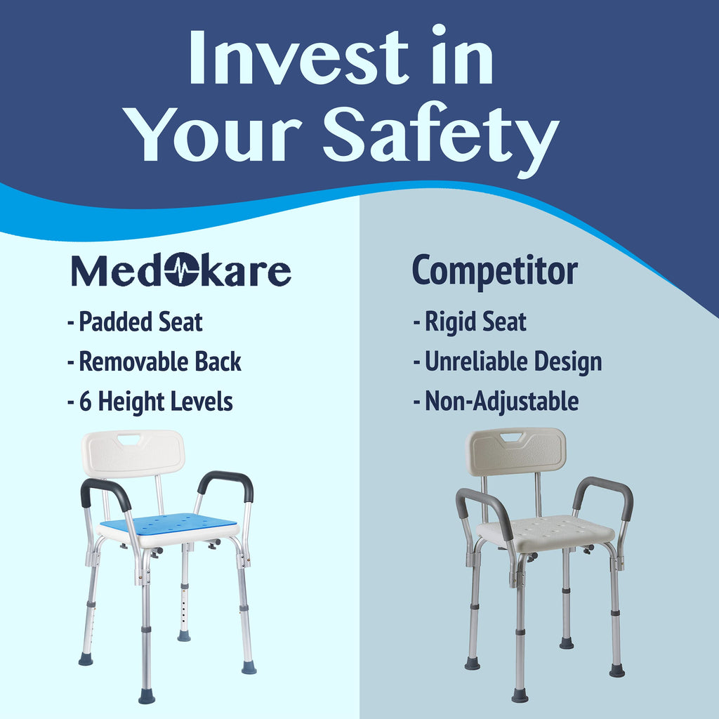 Adjustable Shower Chair with Back and Armrests W555