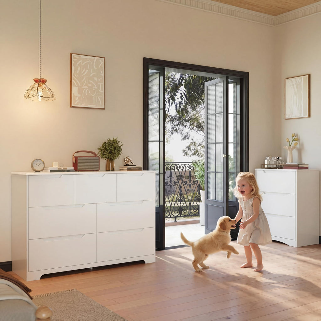 White 7 Drawer Dresser F40939
