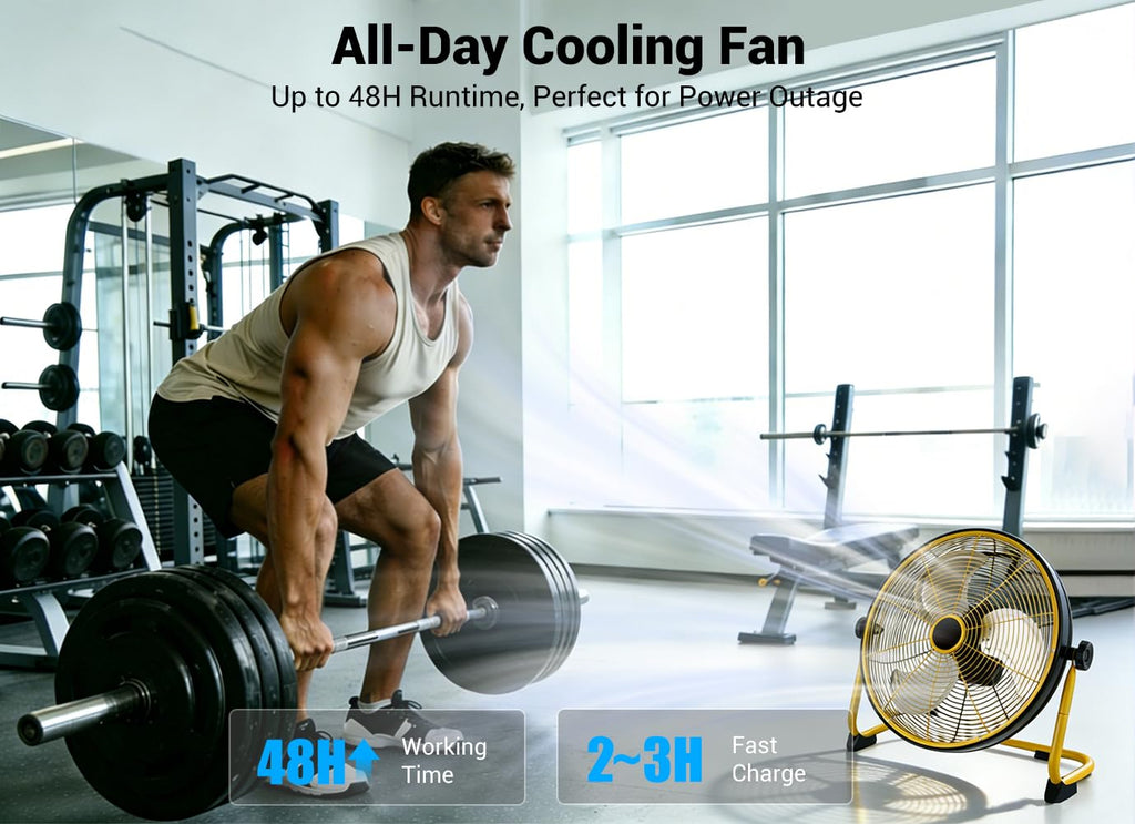 16" Portable Battery Operated Metal Floor Fan S56411