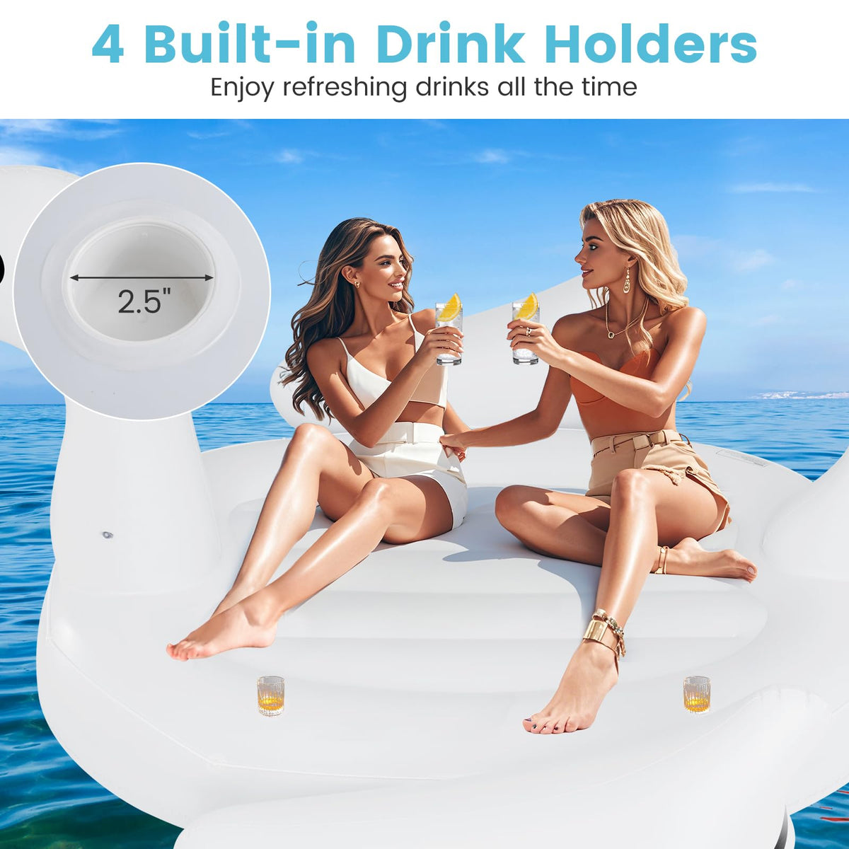 Giant Inflatable Swan Pool Float with 4 Cup Holders L287568