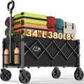 34'' Extra Long Collapsible Wagon, 380lbs Heavy Duty Utility Cart with All-Terrain Wheels S468789