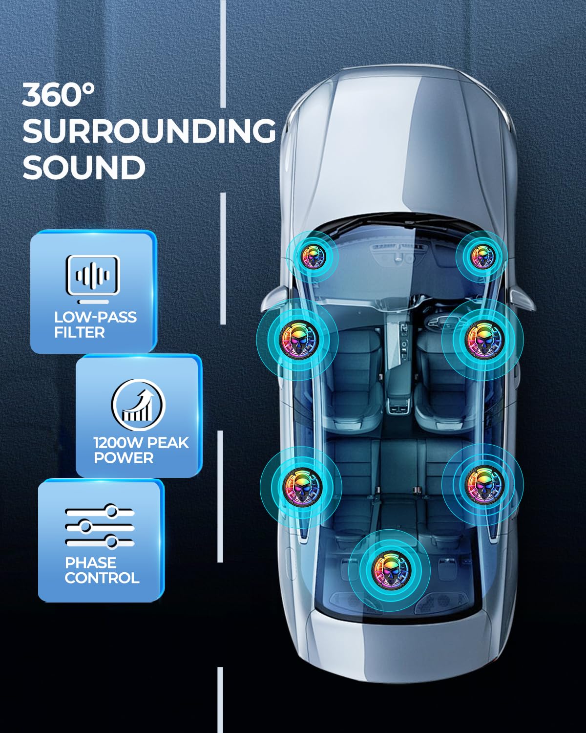 1200W 10" Slim Under Seat Car Subwoofer with Built-in Amplifier T9741