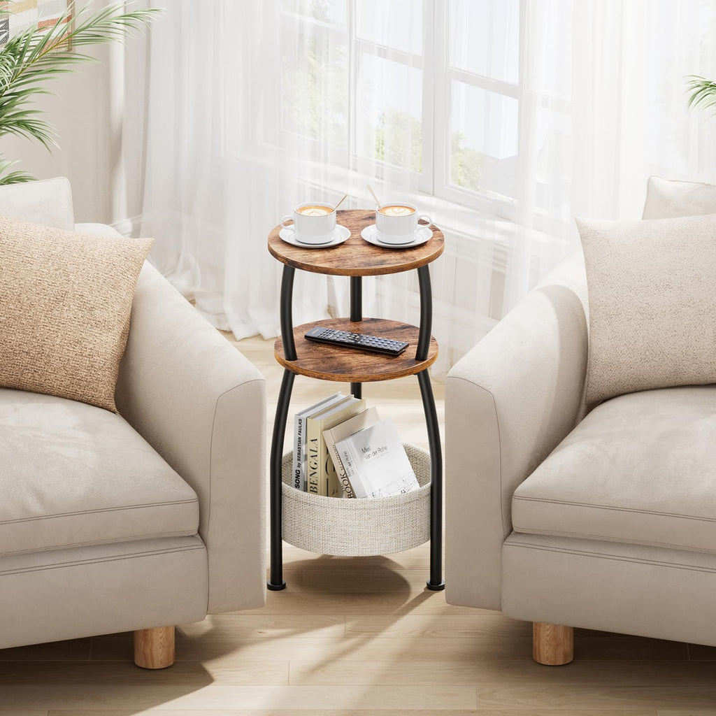 Round Side Table with Storage Basket M987