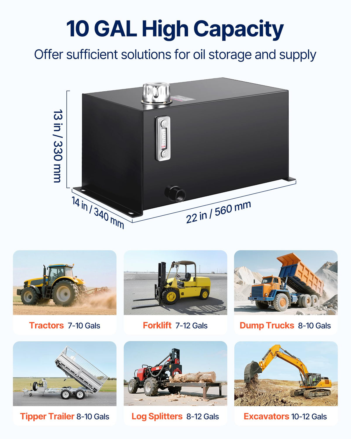 10 Gal Steel Hydraulic Fluid Tank T21731