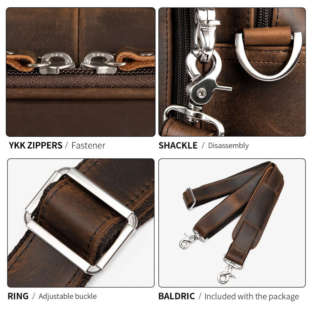 Leather 16" Laptop Briefcase with Luggage Strap Z557385