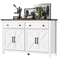 White Wood Buffet Cabinet with 2 Drawers and 4 Barn Doors A750