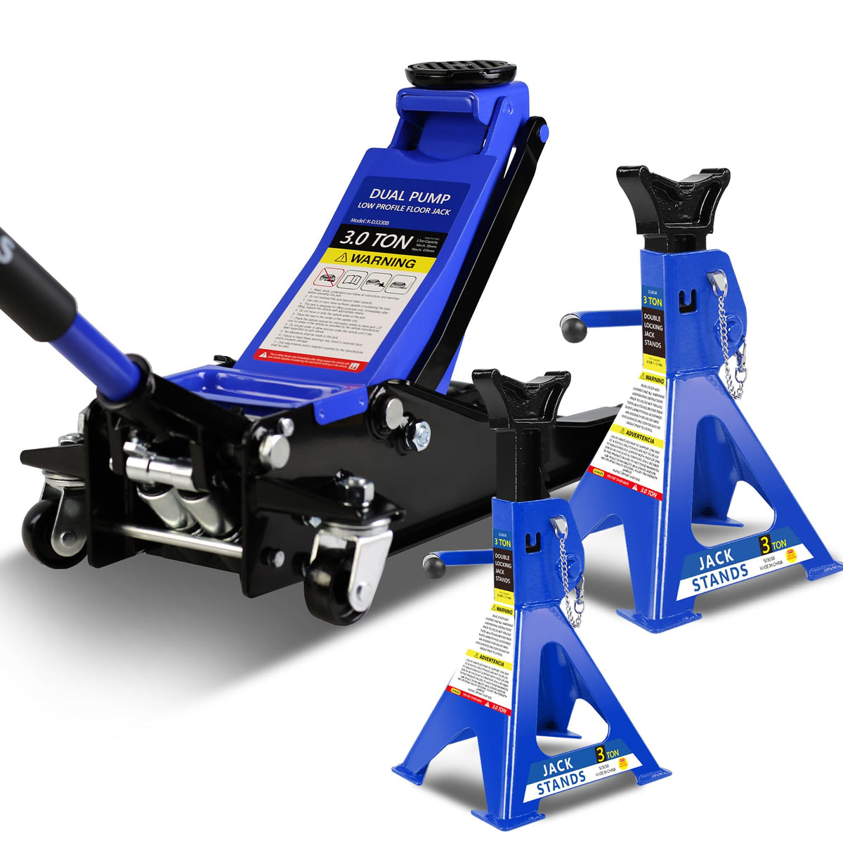3 Ton Low Profile Hydraulic Floor Jack with Jack Stands O694583