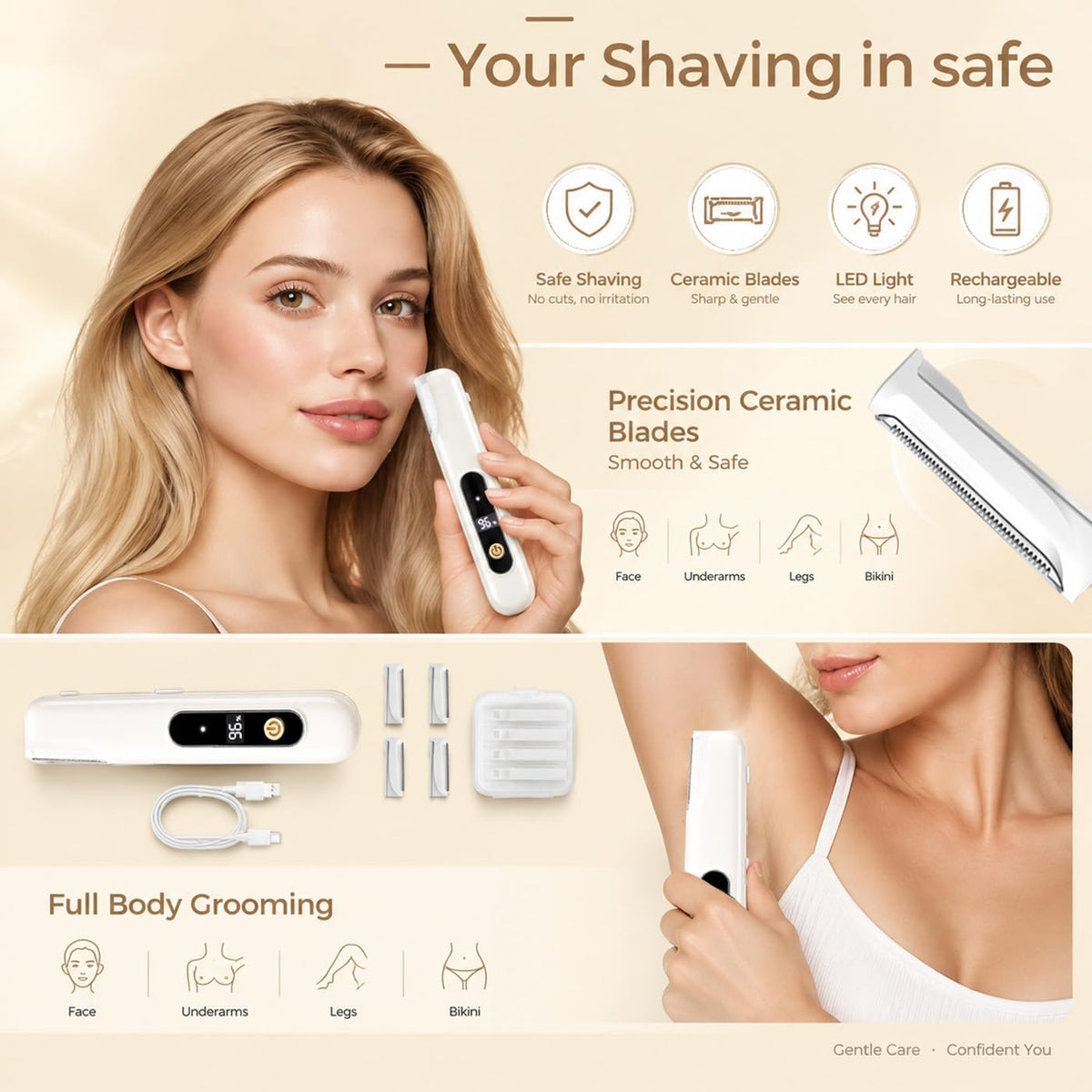 Sonic Dermaplane Razor with 5 Refill Blades S356880