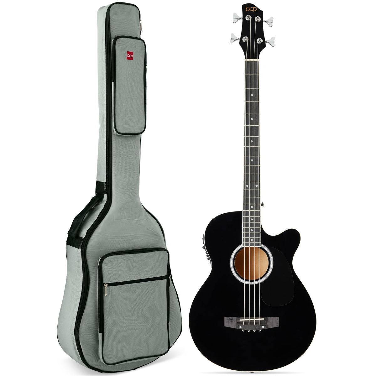 Full Size 4 String Black Acoustic Electric Bass Guitar B136