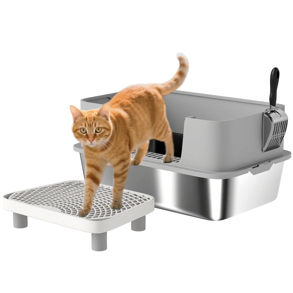 Stainless Steel Extra Large High Sided Litter Box with Scoop D60433