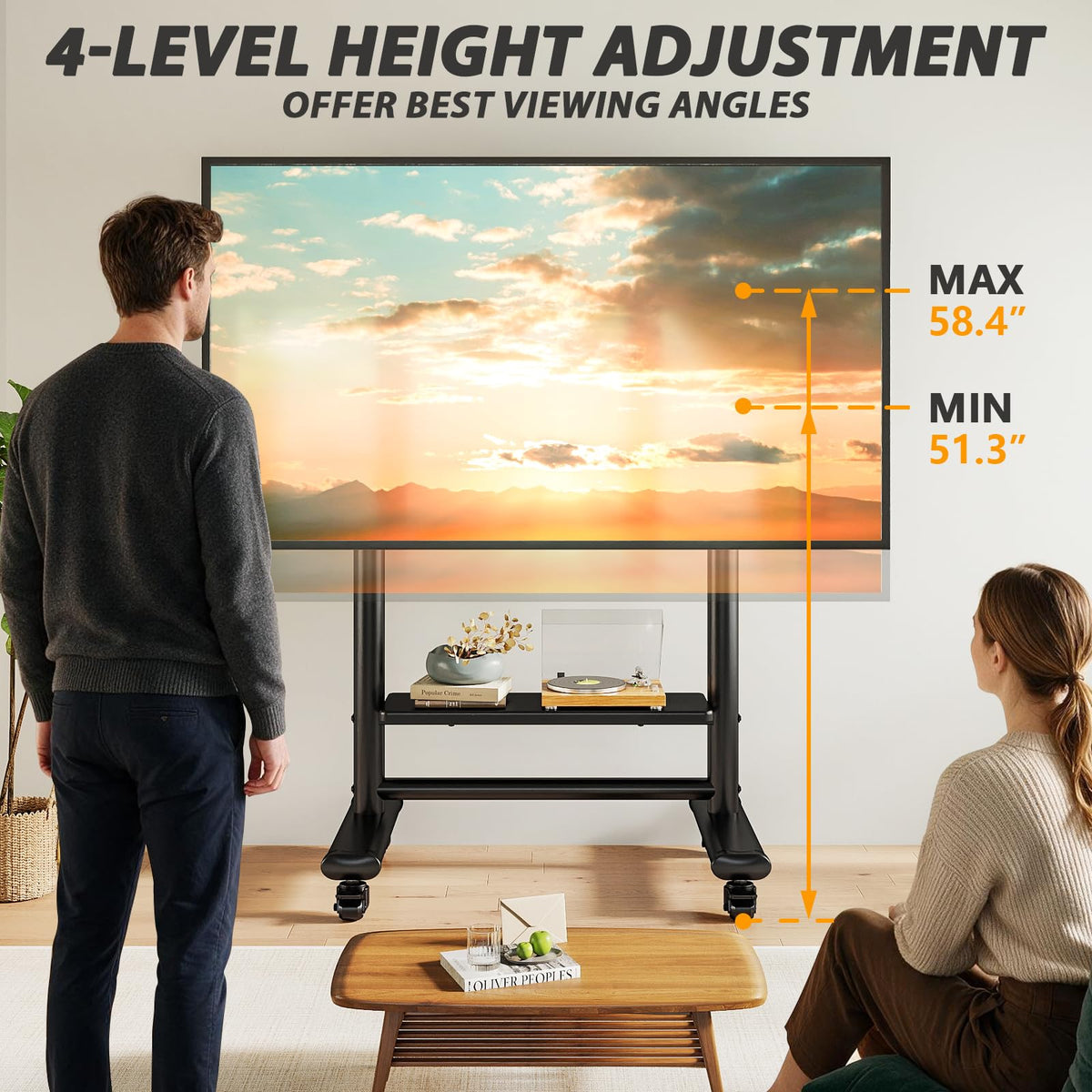 Heavy Duty Rolling TV Stand for 50-98 Inch TVs M49736