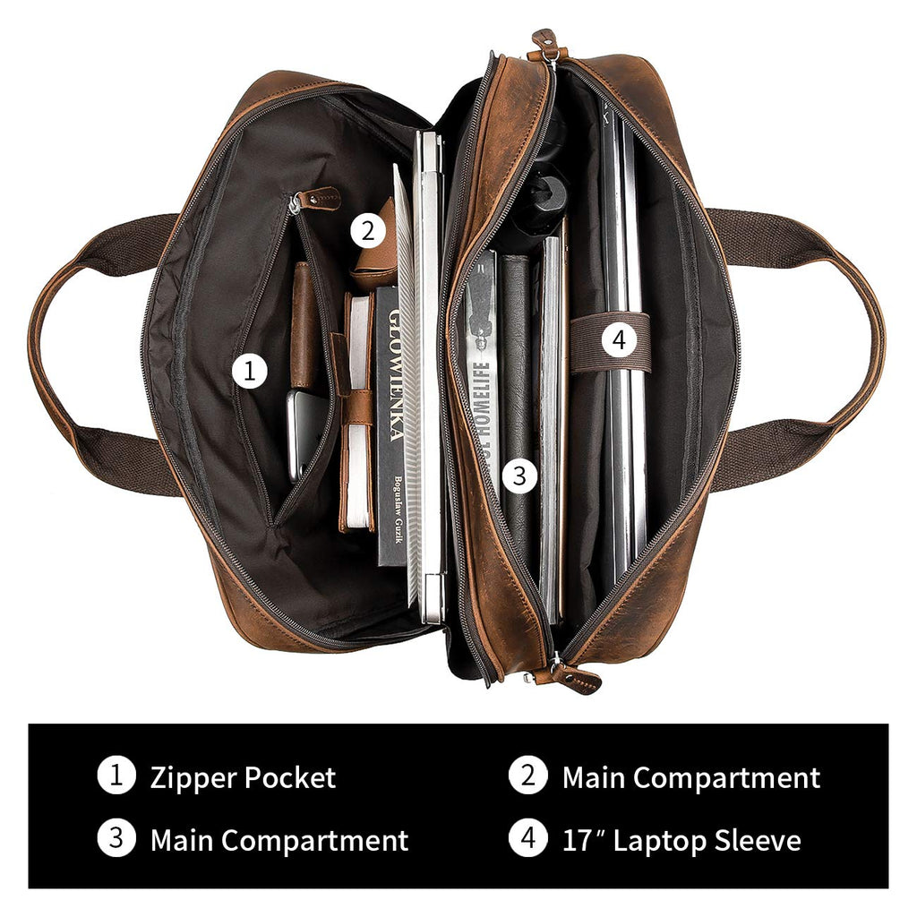 Leather 16" Laptop Briefcase with Luggage Strap Z557385