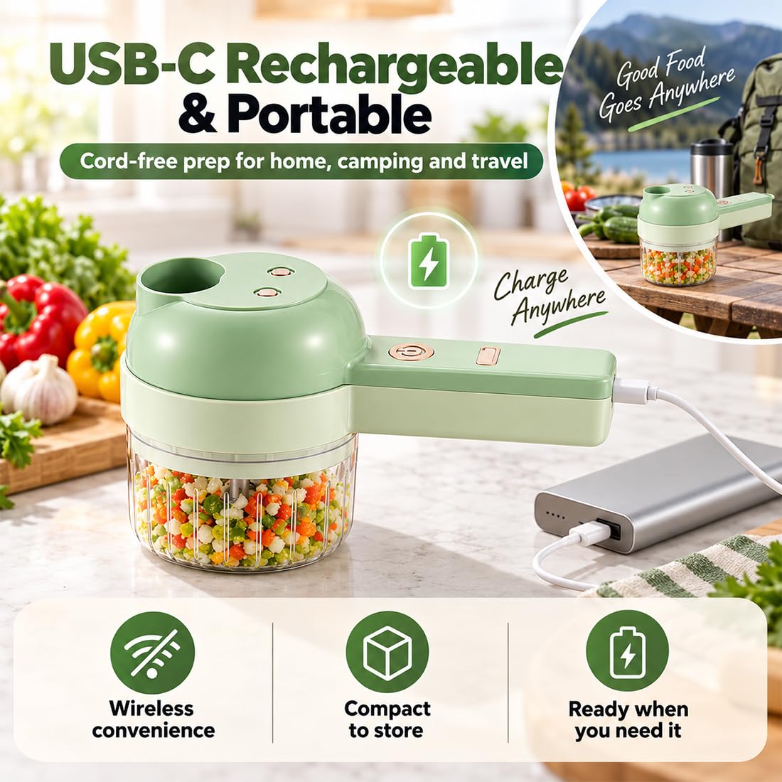 4 in 1 Wireless Electric Vegetable Chopper O55725