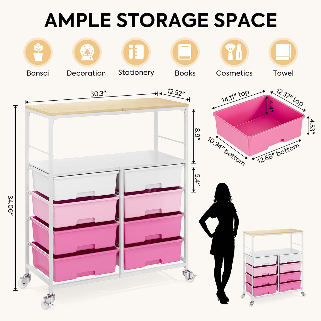 Rolling Storage Cart with 8 Drawers F358098