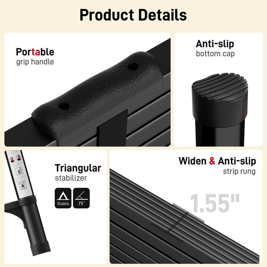 Telescoping Ladder 20.3 FT 330 lbs Capacity Black B3284