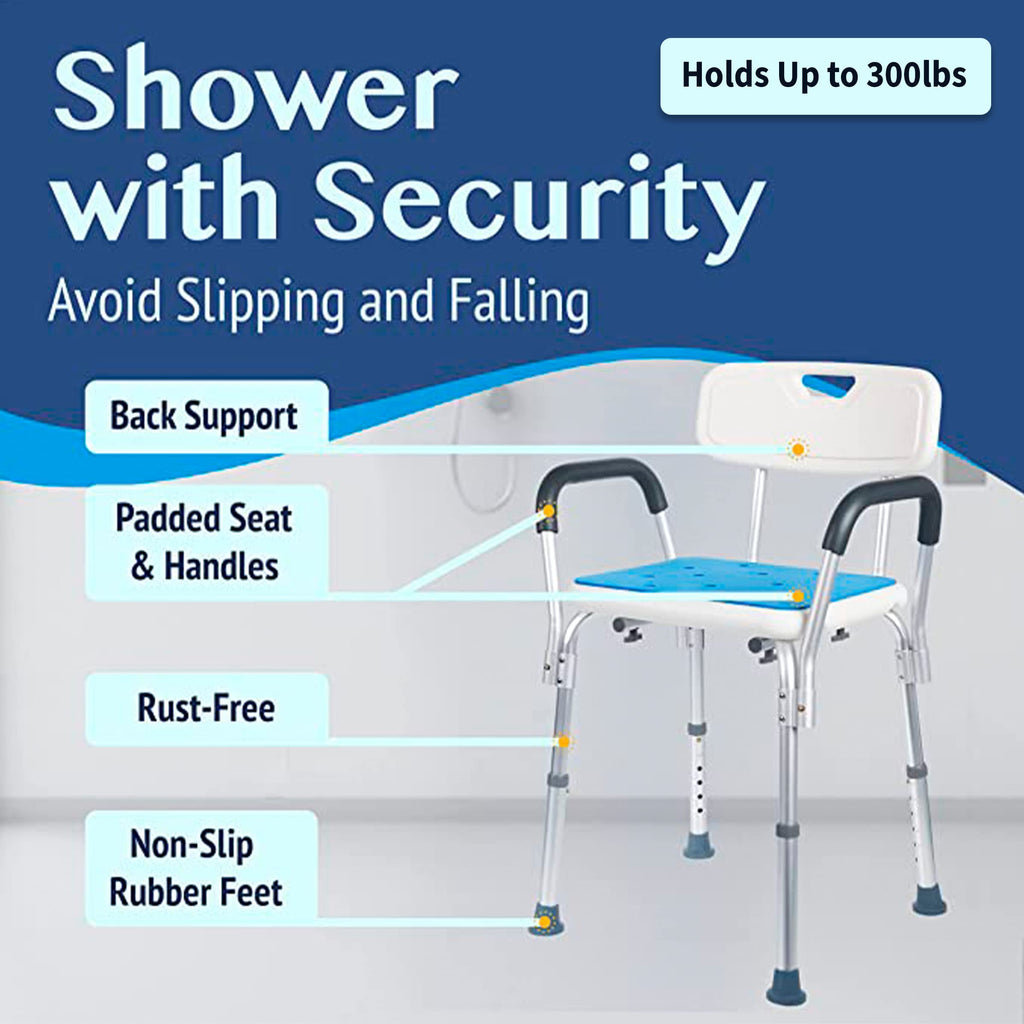 Adjustable Shower Chair with Back and Armrests W555