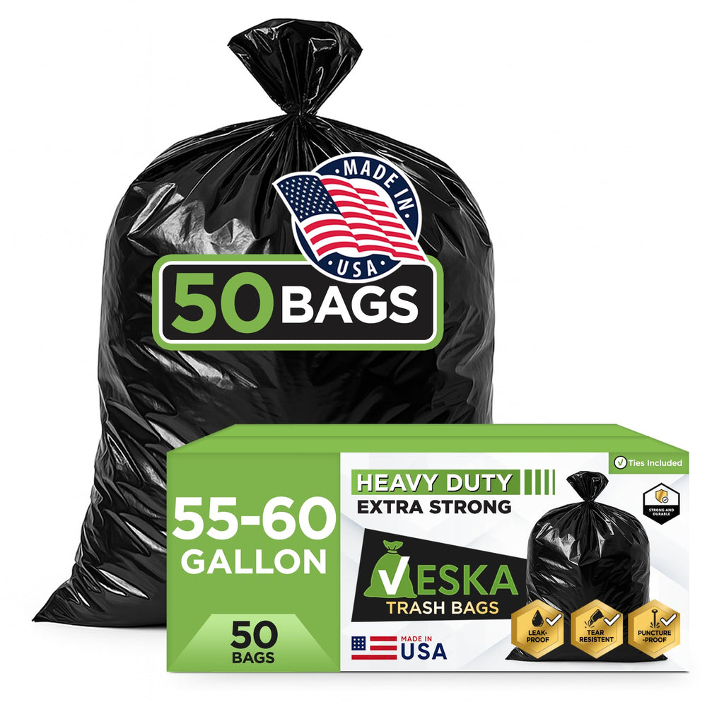55 Gallon Heavy Duty Black Trash Bags 50 Count F609