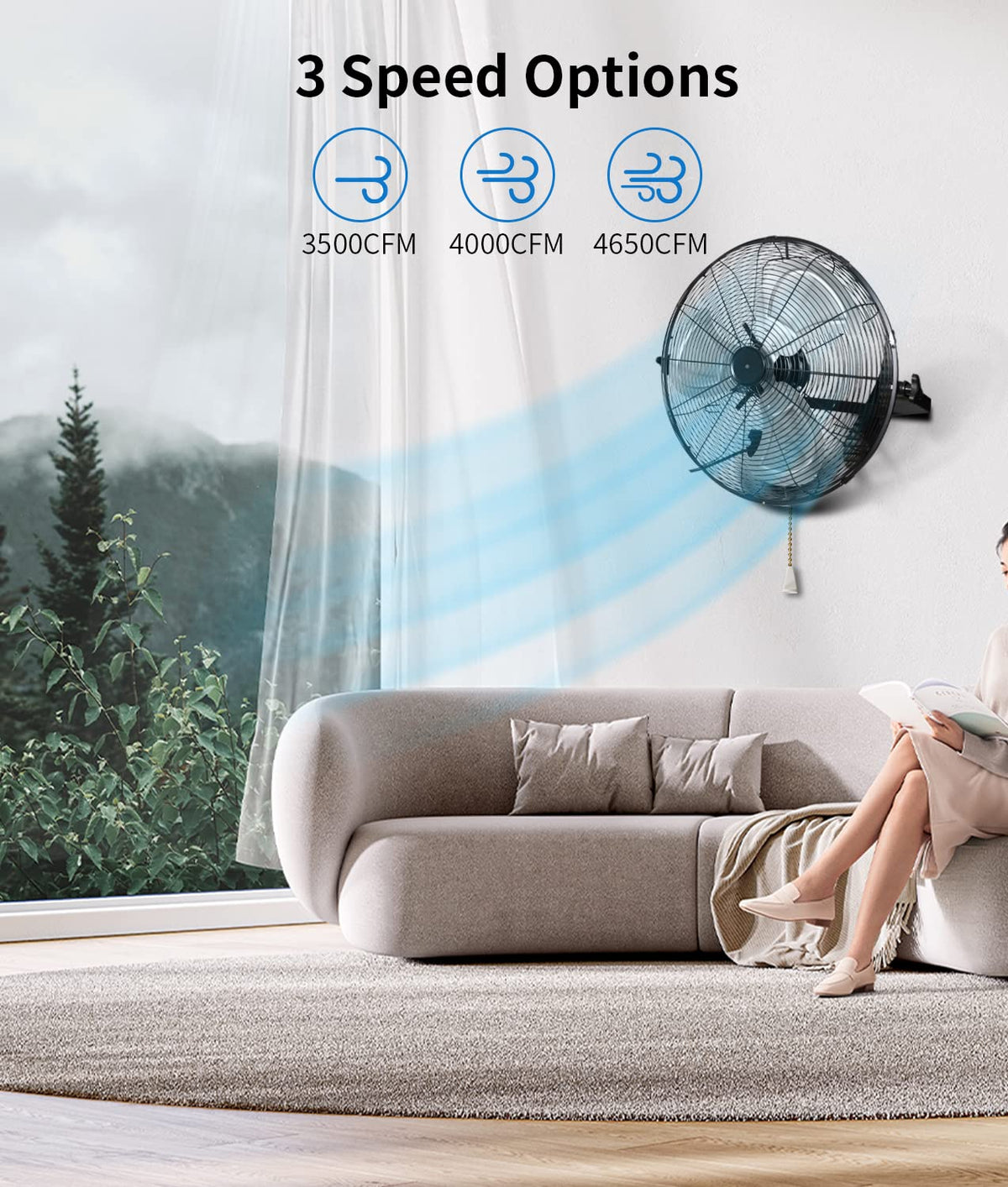 20 Inch High Velocity Metal Wall Mount Fan L2092