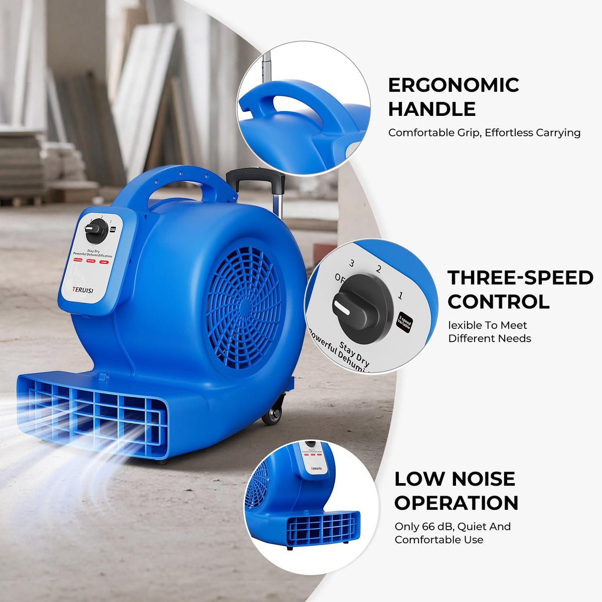 1/2 HP 1800 CFM 3 Speed Air Mover Blower Fan Z477