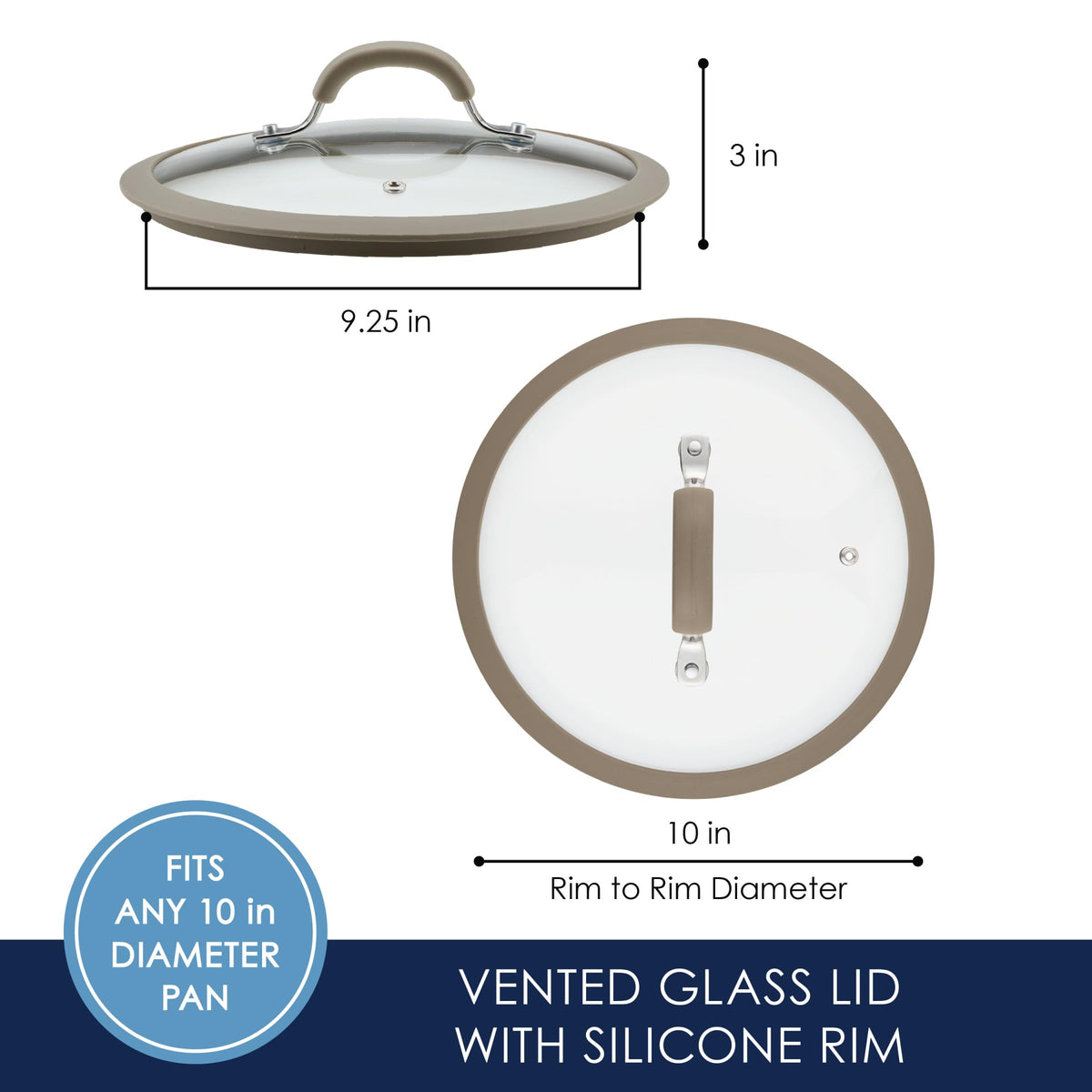10-Inch Silicone-Rimmed Glass Lid B930092