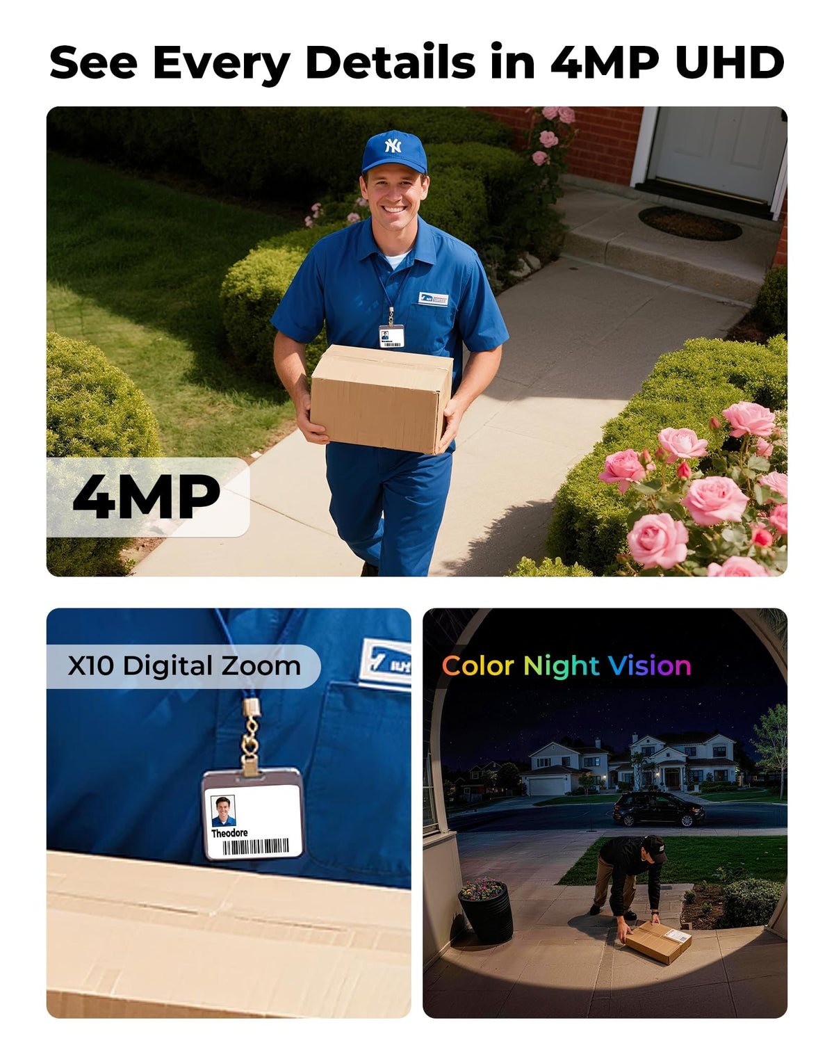 4MP Solar Powered Wireless Security Camera System with Color Night Vision N747