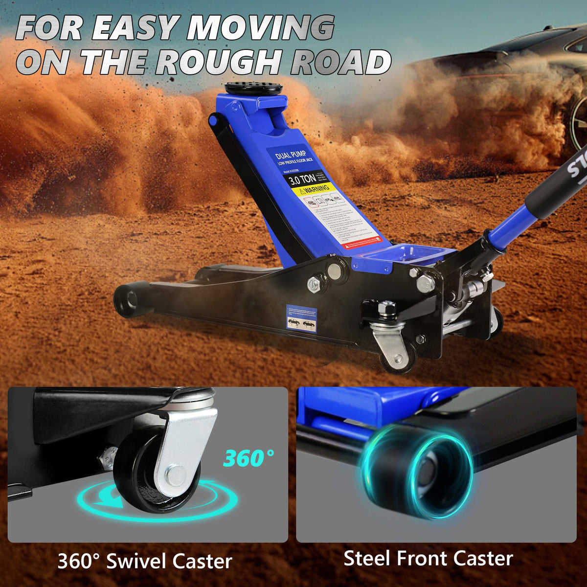 3 Ton Low Profile Hydraulic Floor Jack with Jack Stands O694583