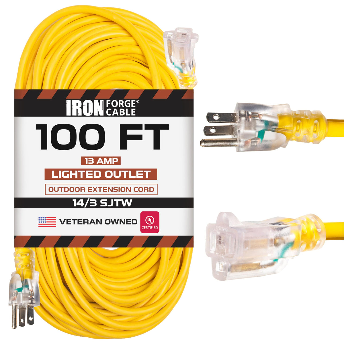 14 Gauge Heavy Duty Extension Cord, 100 Ft Yellow SJTW F161956