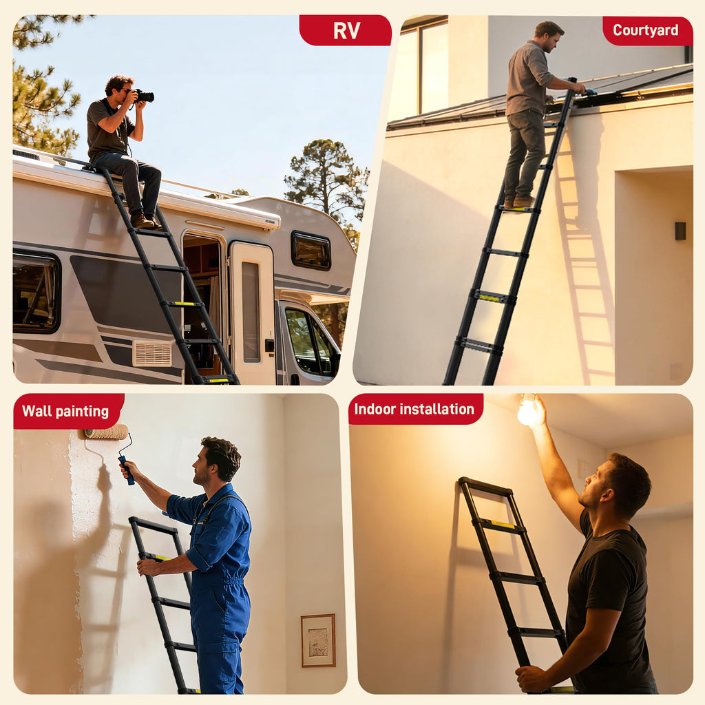 Telescoping Ladder 20.3 FT 330 lbs Capacity Black B3284