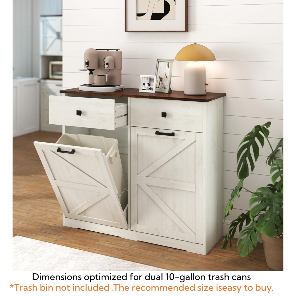 20 Gallon Double Tilt Out Kitchen Trash Can with Hideaway Drawer S48299