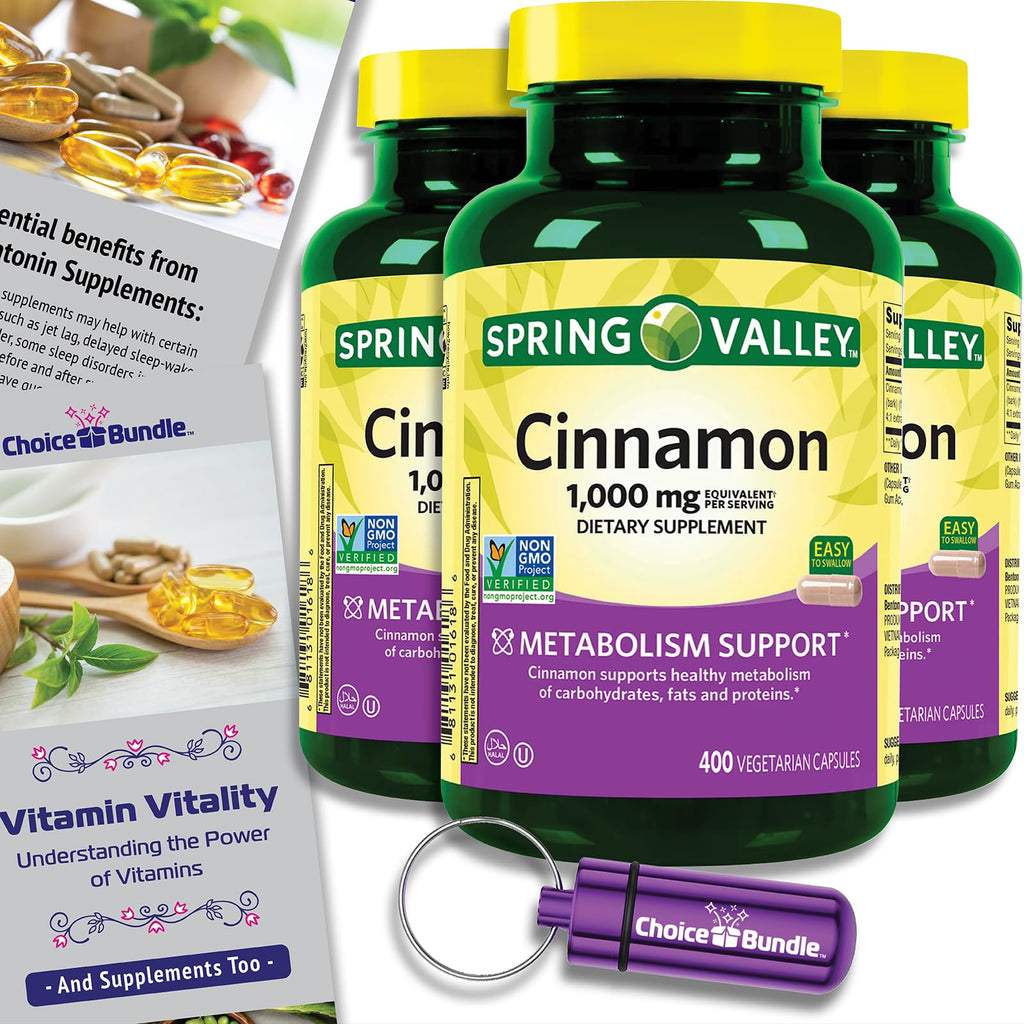 Cinnamon Supplement 1000mg Vegetarian Capsules 1200 Total J7620