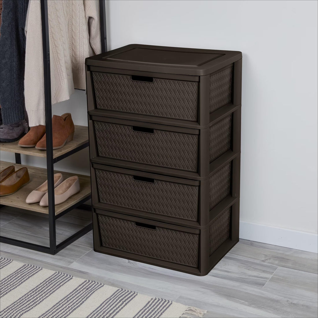 Brown 4-Drawer Storage Tower with Bins K255916